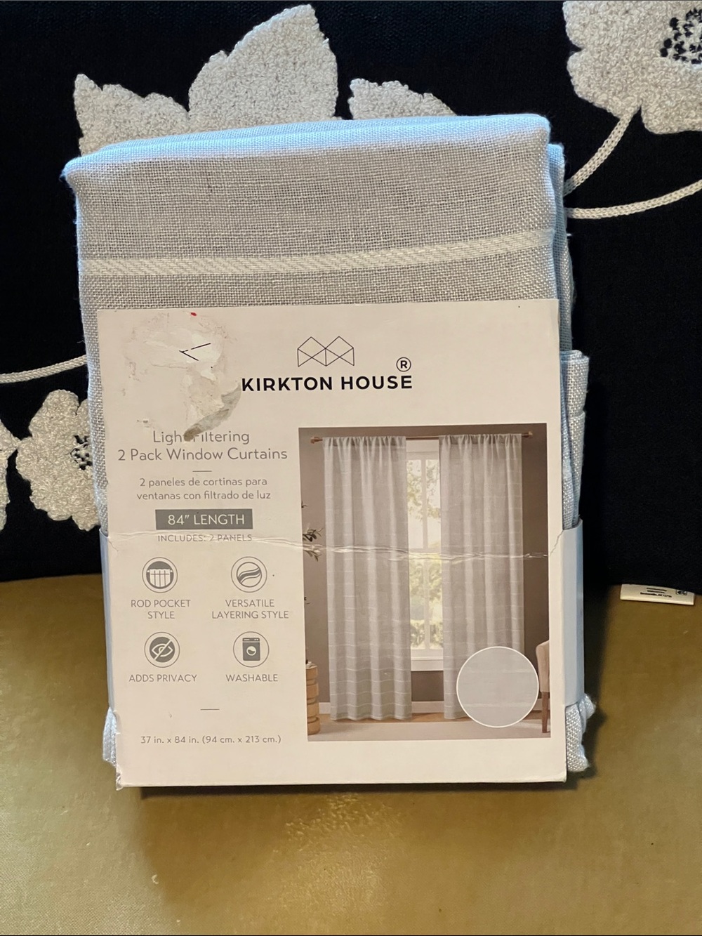 New in box Kirkton House 
Light filtering 2 Pack Window Curtains 84”